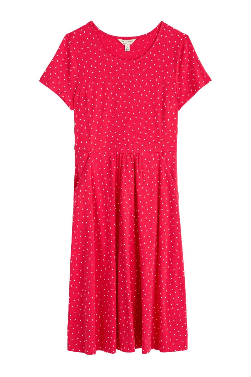 Seasalt April Short Sleeve Dress - Rustic Spot Raspberry
