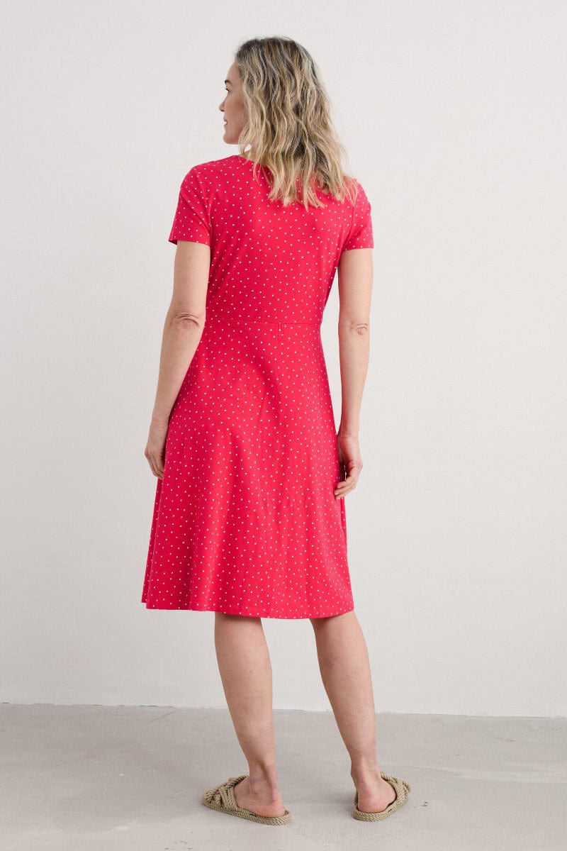 Seasalt April Short Sleeve Dress - Rustic Spot Raspberry