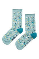 Seasalt Arty Organic Cotton Socks - Chalk Flower Sage Leaf B-AC00412_36214_OS