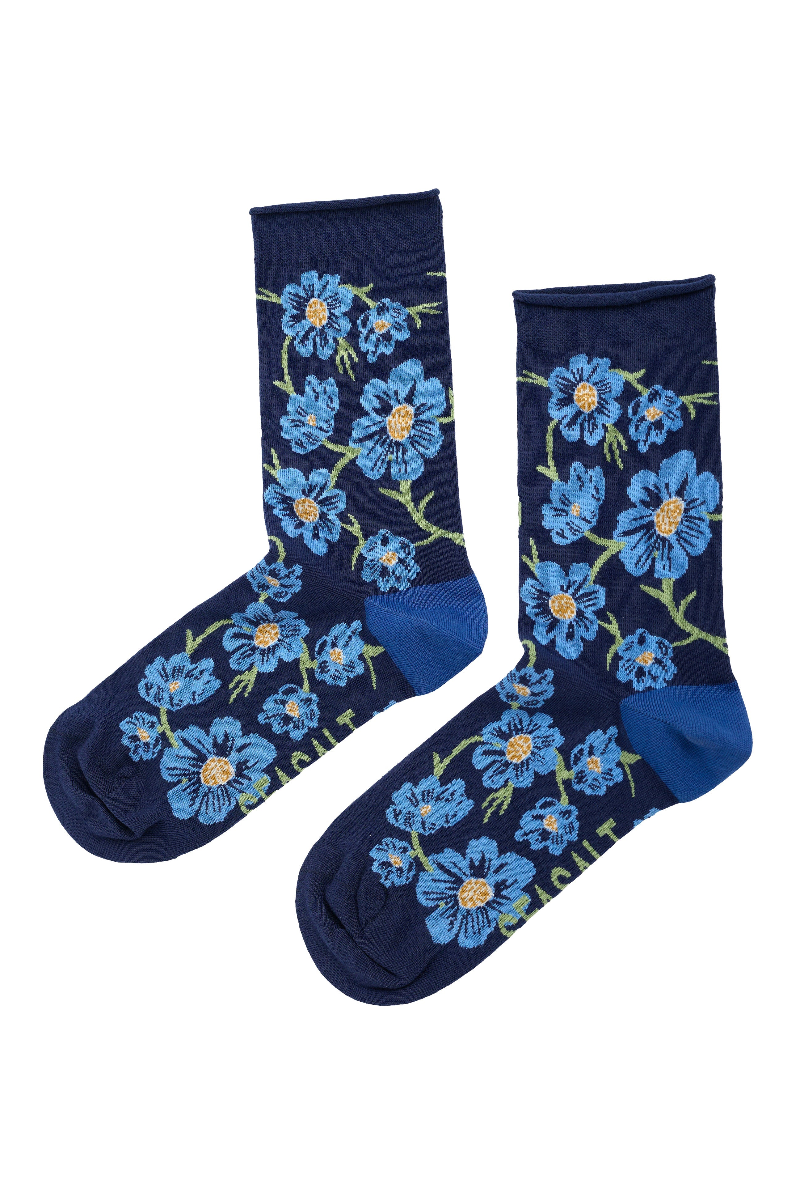 Seasalt Arty Organic Cotton Socks - Climbing Cosmos Maritime B-AC00412_36208_OS