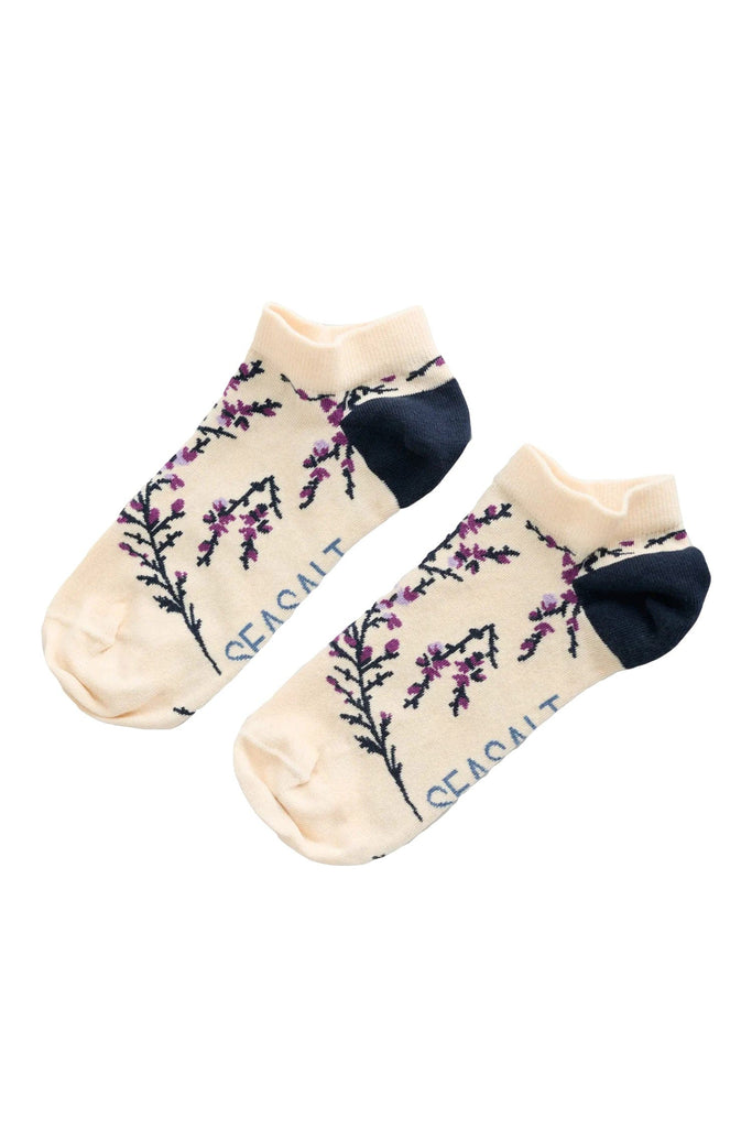 Seasalt Arty Organic Cotton Trainer Socks - Heather Sketch Chalk B-AC34643_31679_OS