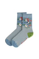 Seasalt Bamboo Snowy Scenes Socks - Sweet Nightingale Stripe Lichen B-AC18444_39032_OS