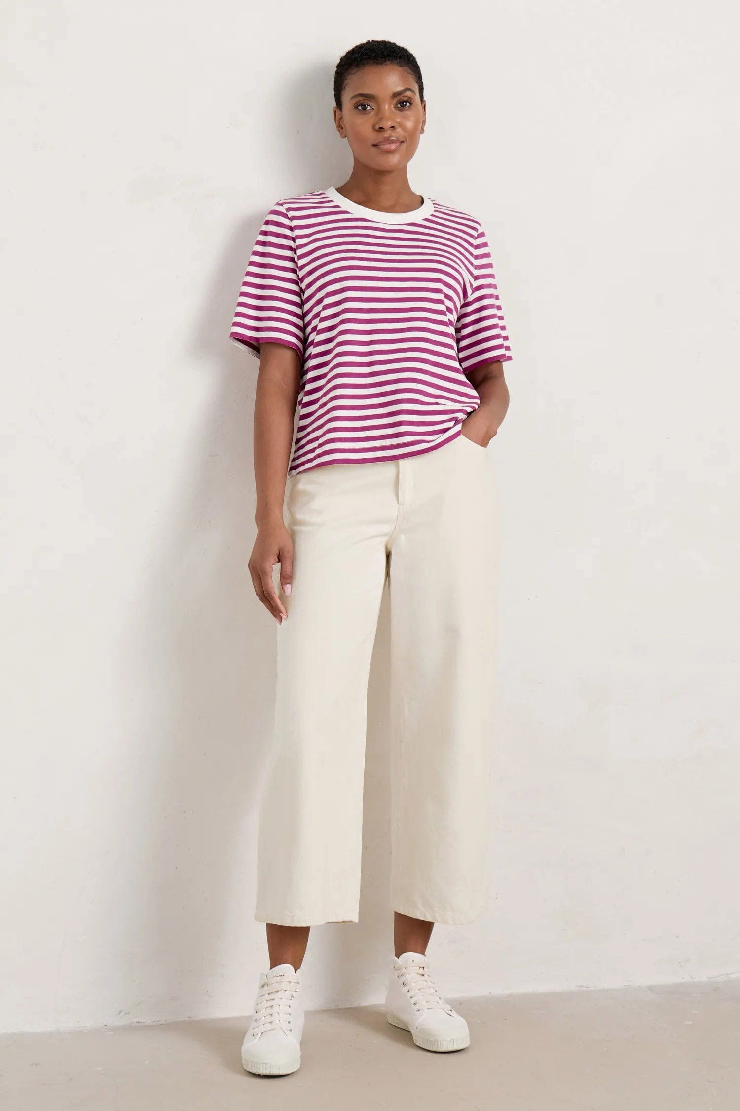 Seasalt Barnes Organic Cotton Denim Crops - Ecru Twill Slub