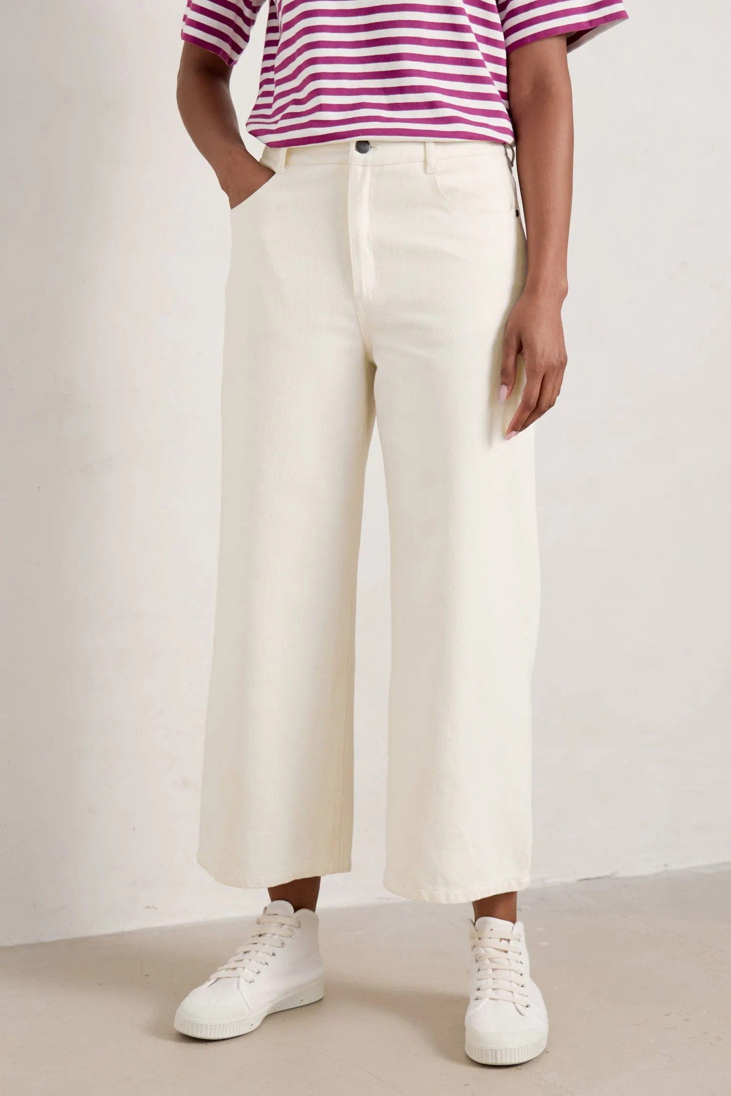 Seasalt Barnes Organic Cotton Denim Crops - Ecru Twill Slub