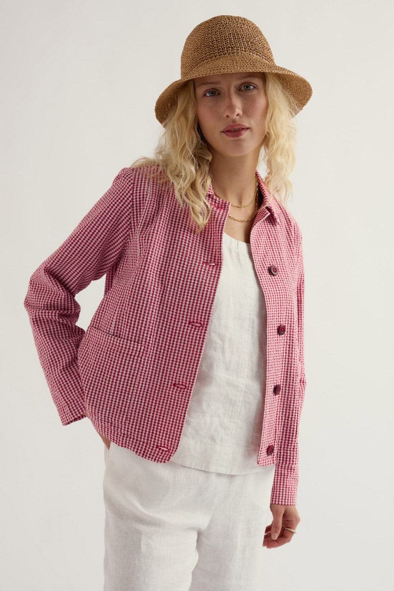 Seasalt Carnon Downs Jacket - Gingham Scarlet