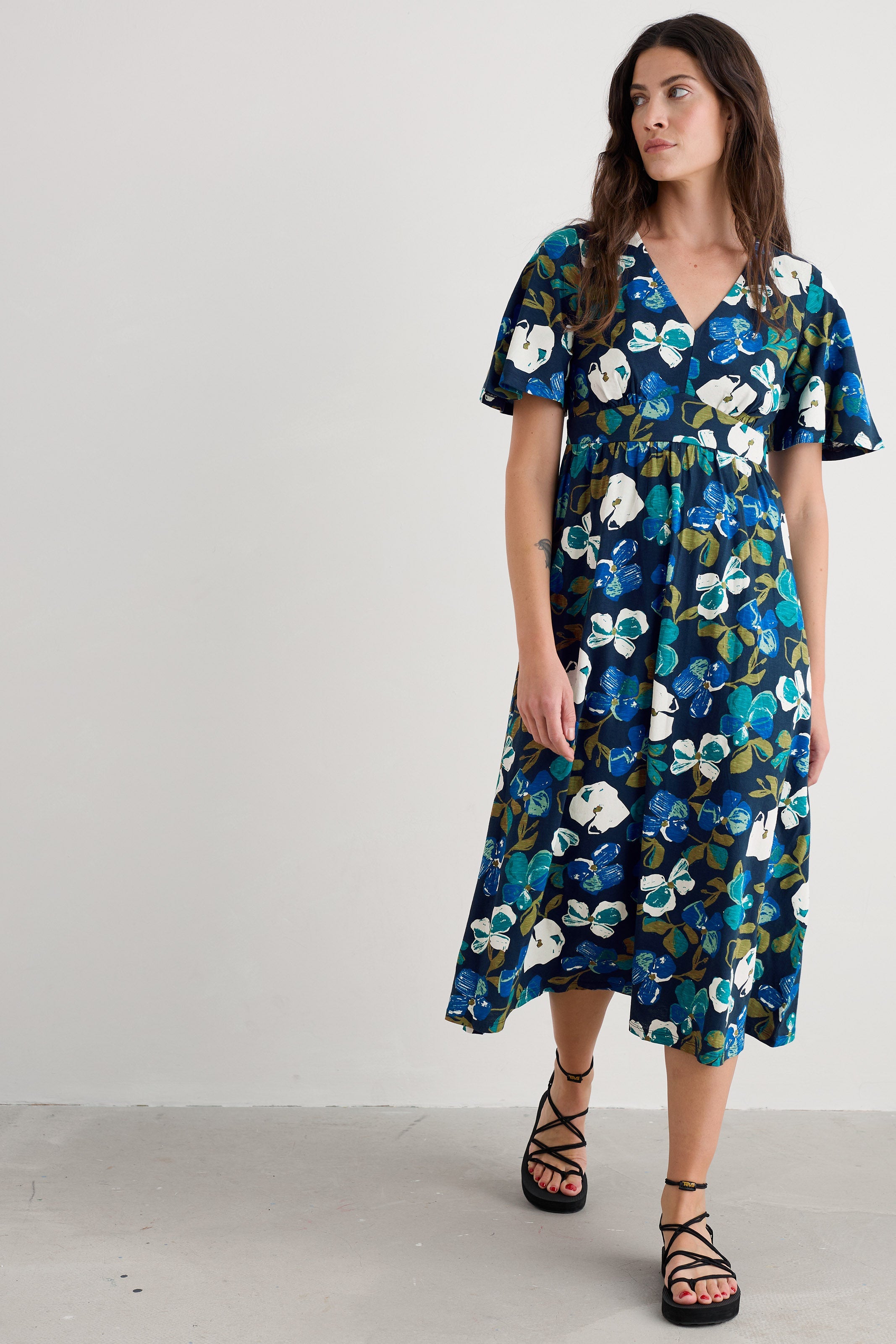 Seasalt Chateaux Half Sleeve Dress - Lamorna Bloom Maritime