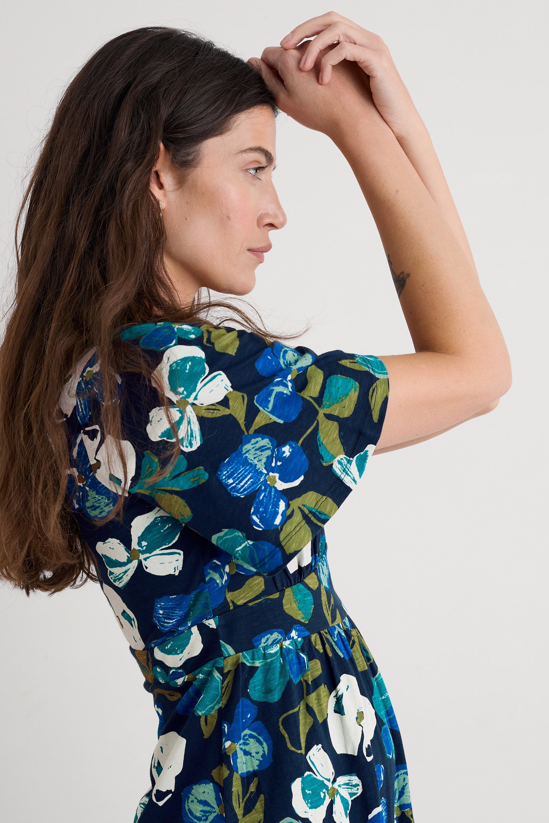 Seasalt Chateaux Half Sleeve Dress - Lamorna Bloom Maritime