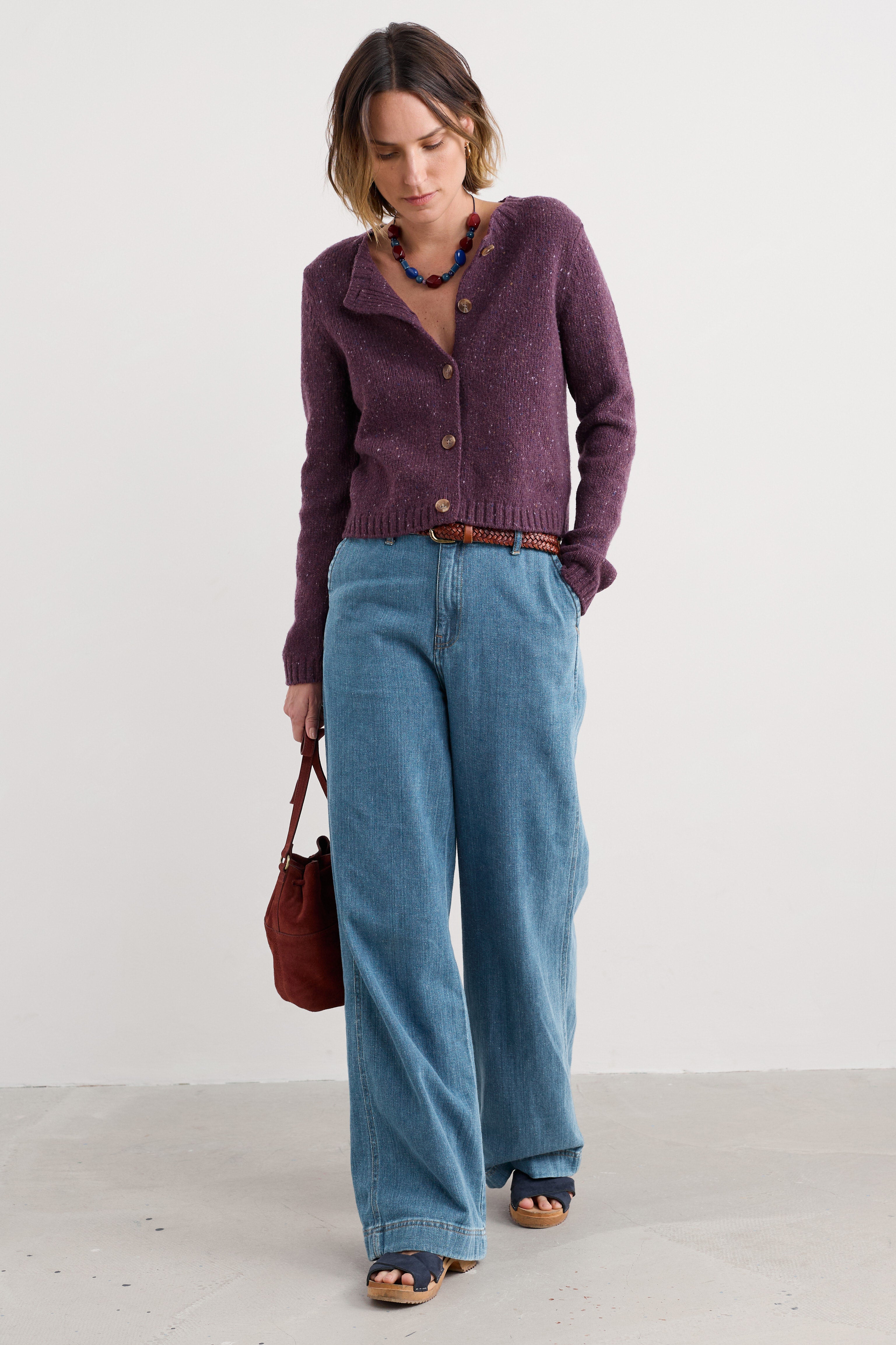 Seasalt Dawson Pick Merino Wool Cardigan - Grape