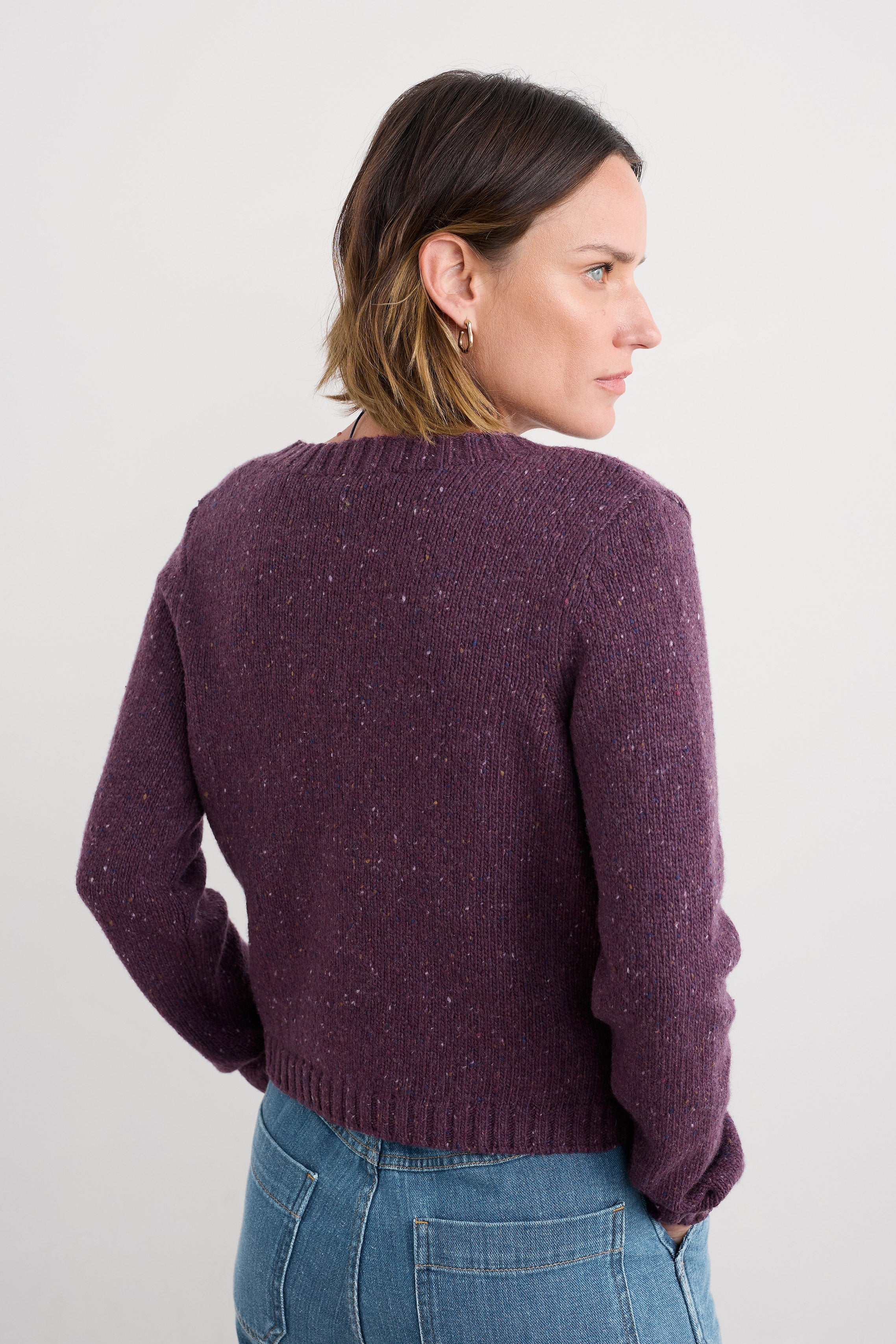 Seasalt Dawson Pick Merino Wool Cardigan - Grape