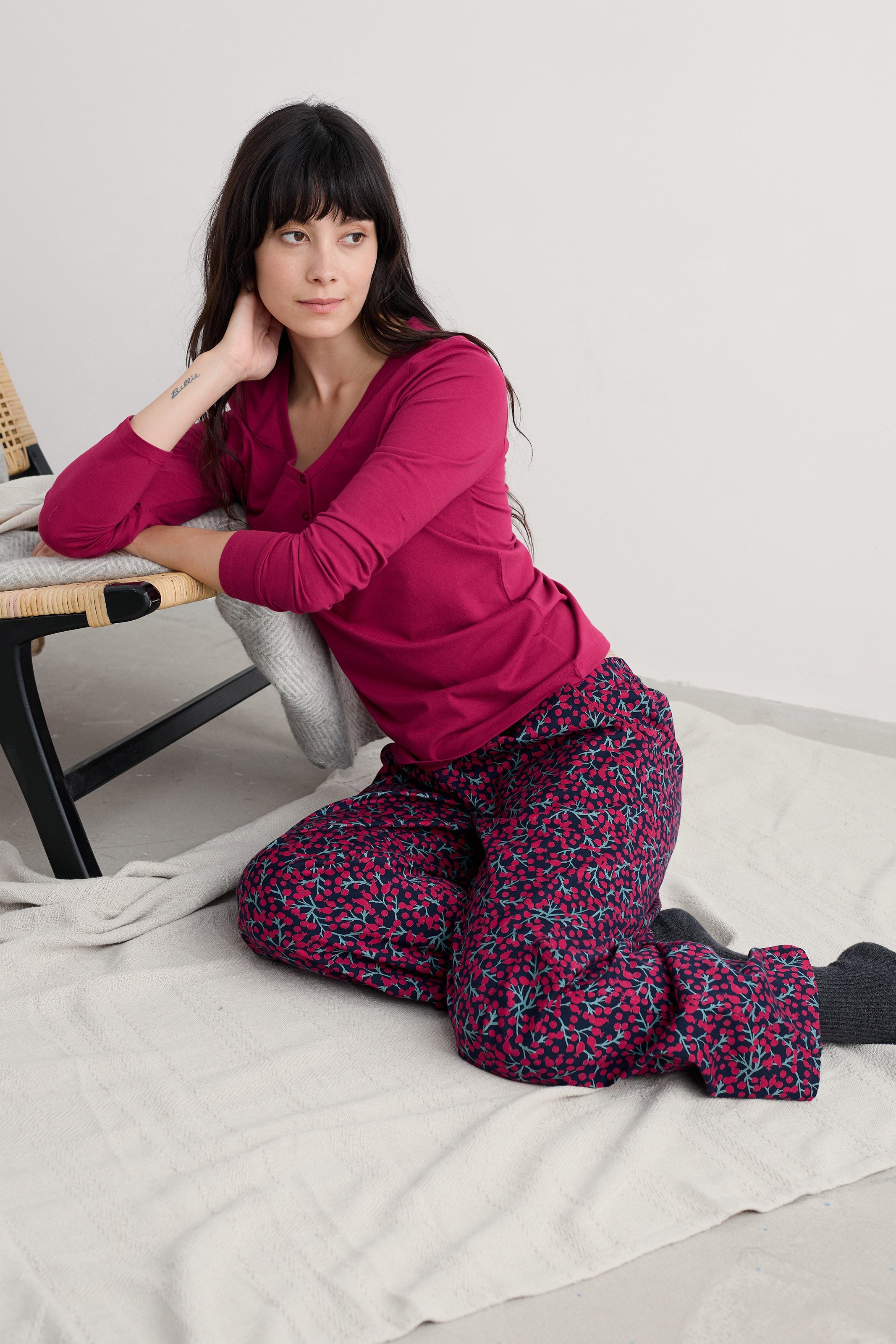 Seasalt Evening Path Pyjamas - Berry Branches Maritime