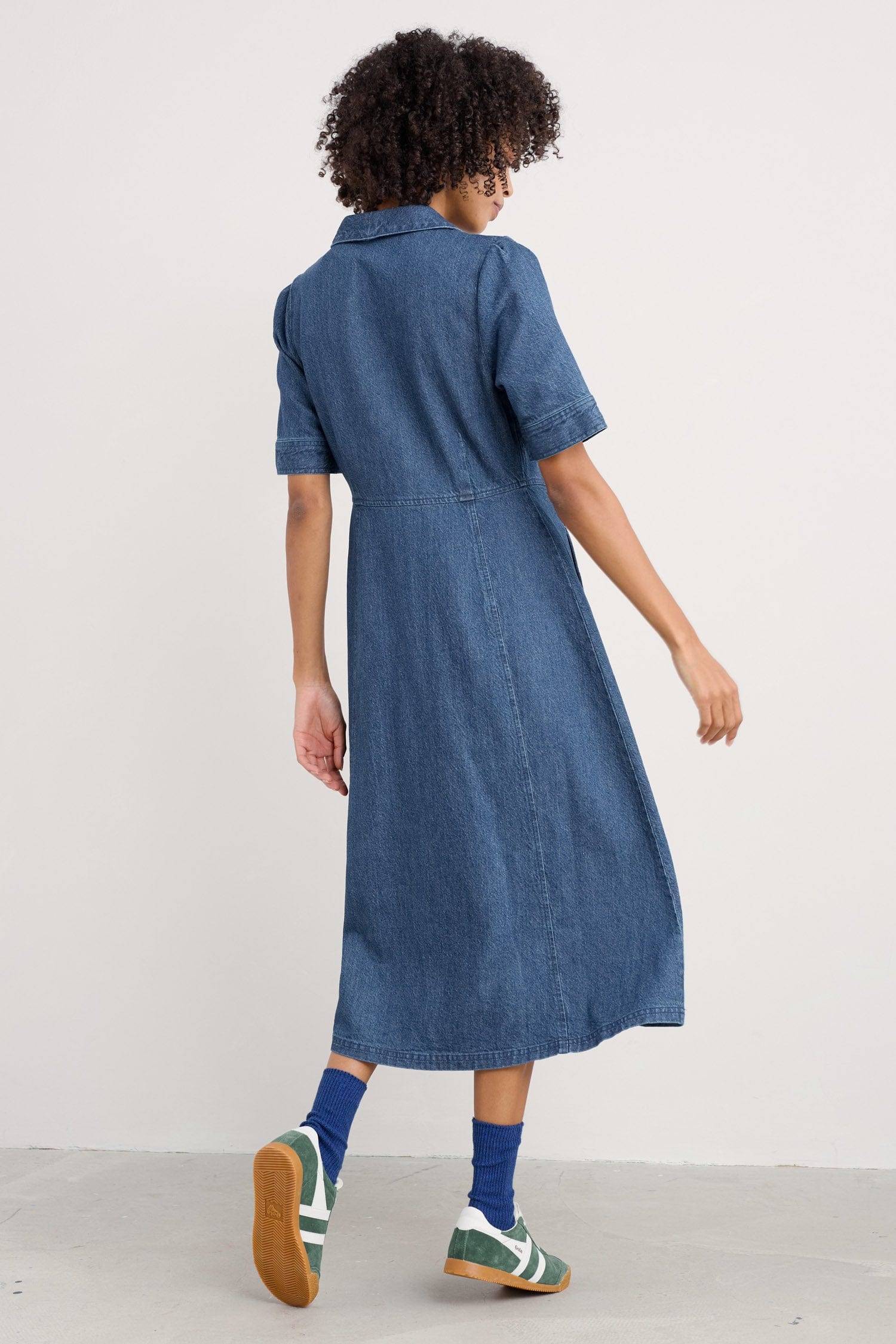 Seasalt Fen Violet Denim Midi Dress - Mid Wash