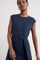 Seasalt Fettling Jersey Tie Detail Midi Dress - Dotty Speckle Maritime