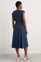 Seasalt Fettling Jersey Tie Detail Midi Dress - Dotty Speckle Maritime