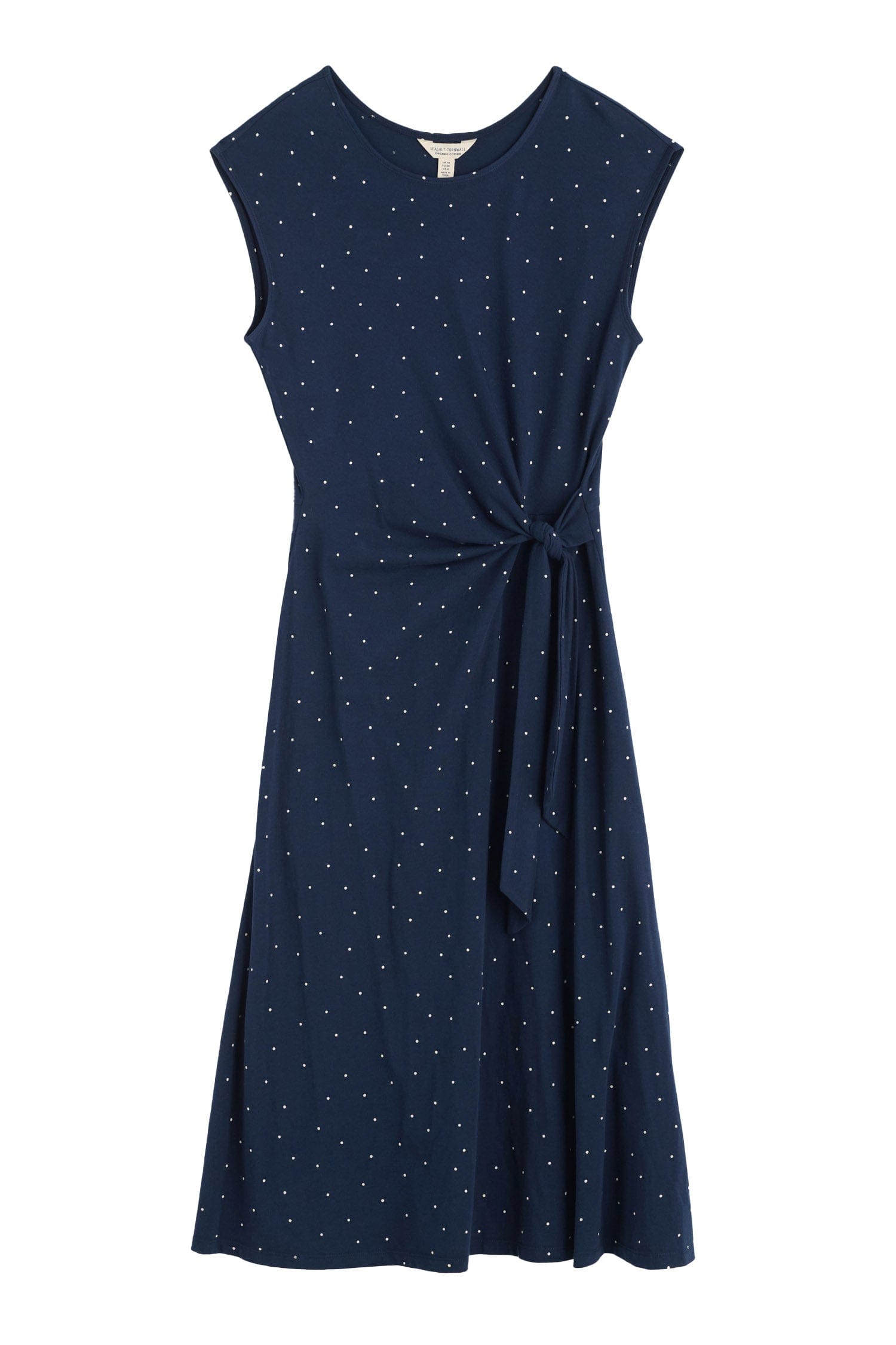 Seasalt Fettling Jersey Tie Detail Midi Dress - Dotty Speckle Maritime