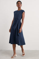 Seasalt Fettling Jersey Tie Detail Midi Dress - Dotty Speckle Maritime