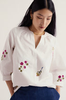 Seasalt Grace Embroidered Top - Flora Embroidery Chalk