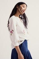Seasalt Grace Embroidered Top - Flora Embroidery Chalk