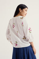 Seasalt Grace Embroidered Top - Flora Embroidery Chalk