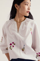 Seasalt Grace Embroidered Top - Flora Embroidery Chalk