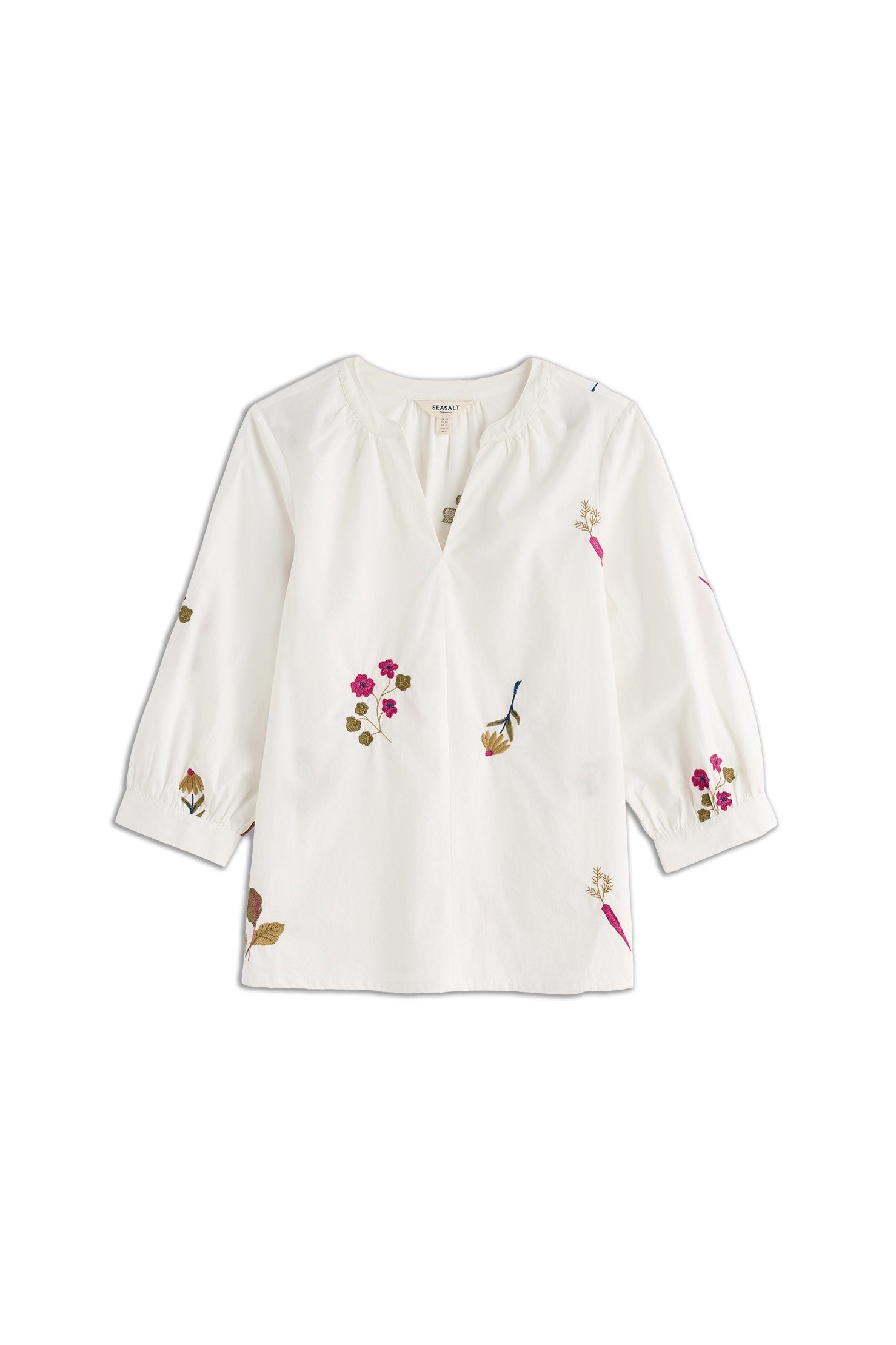 Seasalt Grace Embroidered Top - Flora Embroidery Chalk