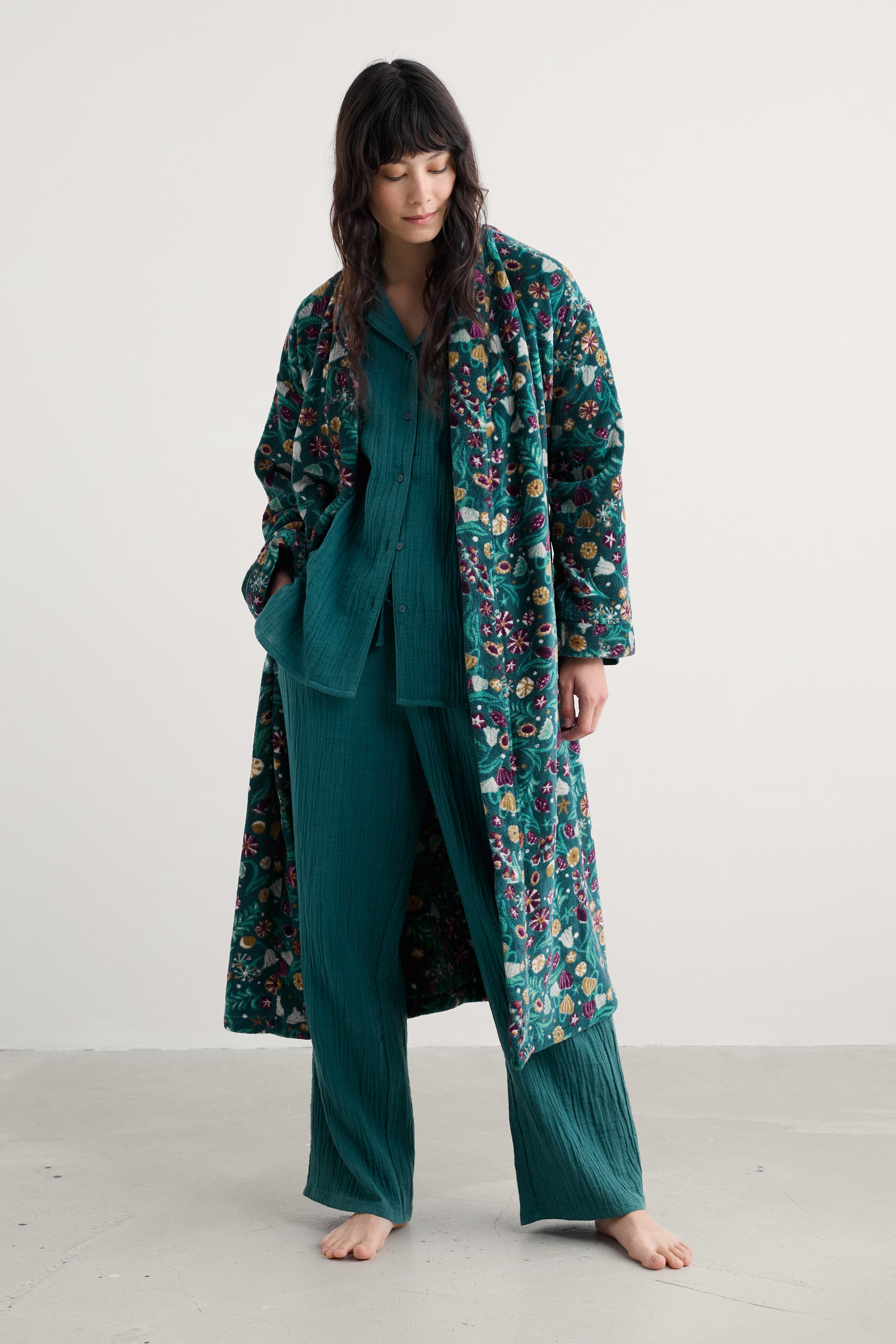 Seasalt Hushing Dressing Gown - Illuminated Garden Dk Wreckage