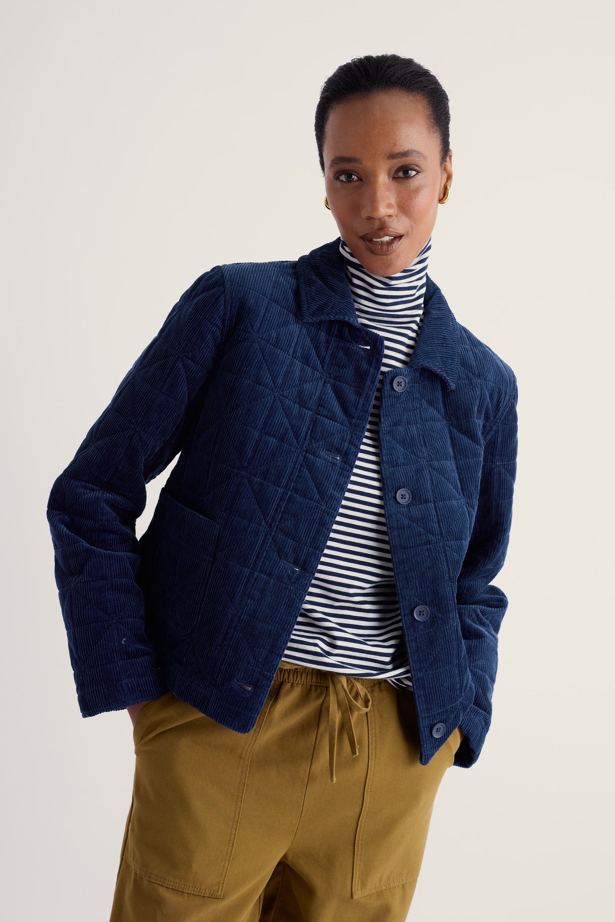 Seasalt Incoming Tide Quilted Cord Jacket - French Blue