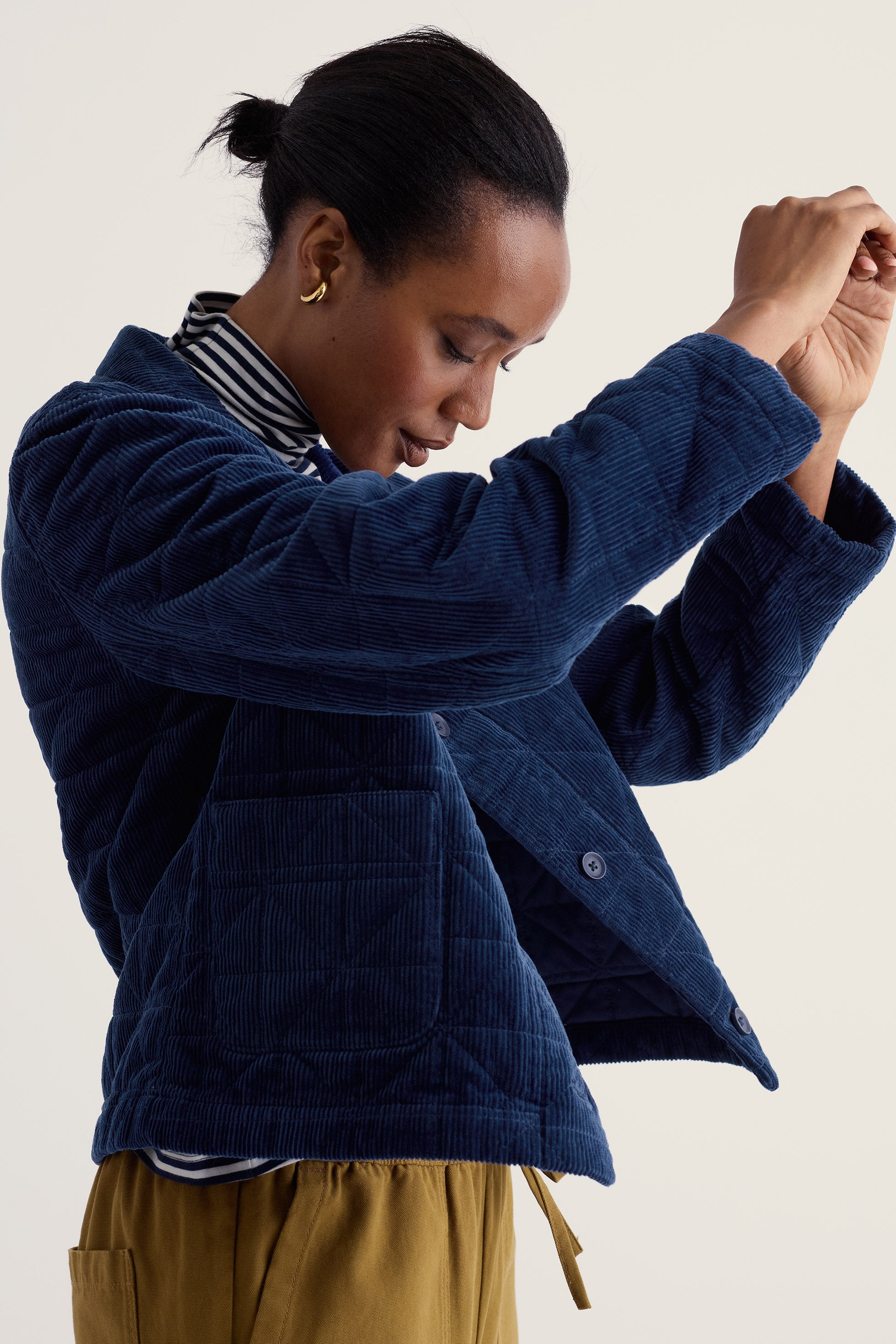 Seasalt Incoming Tide Quilted Cord Jacket - French Blue