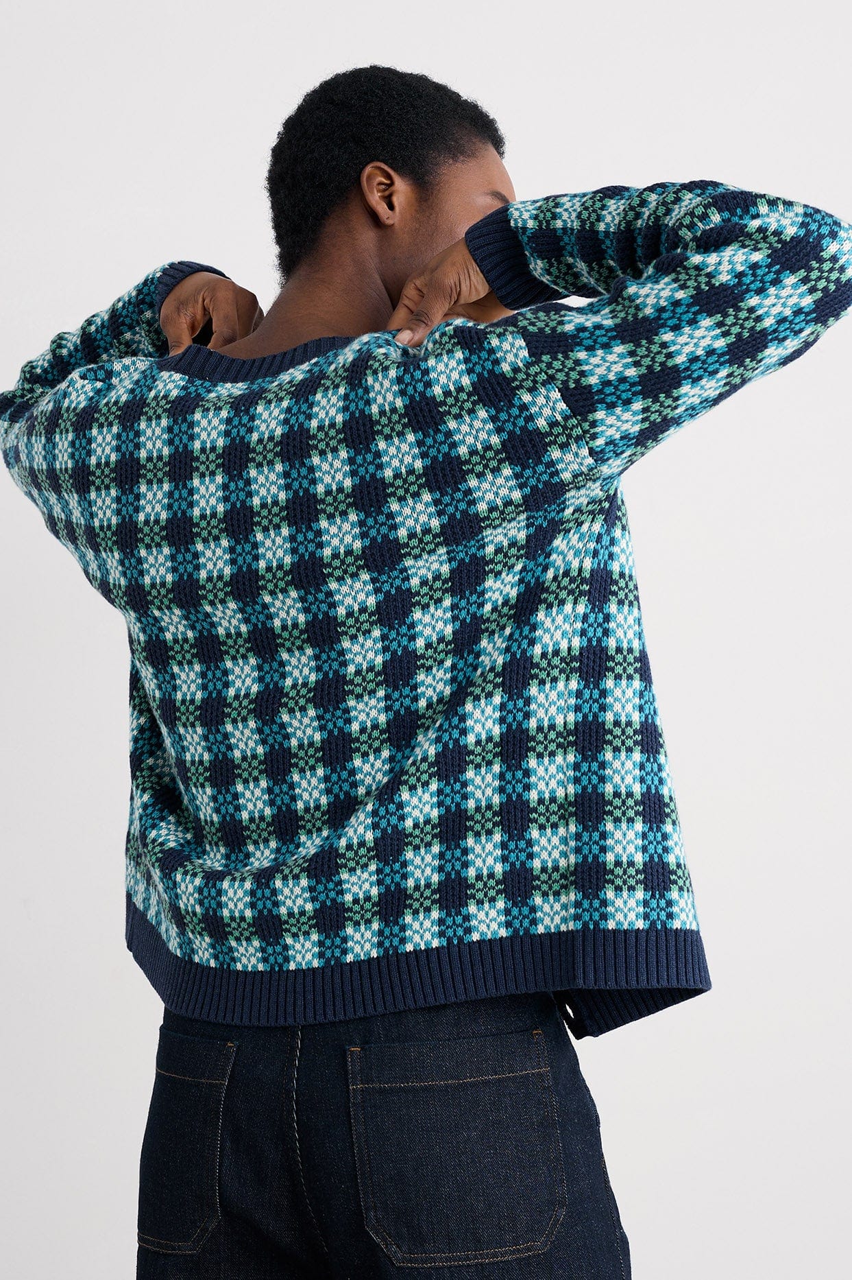 Seasalt Kensa Organic Cotton Checked Cardigan - Circlet Maritime Emulsion