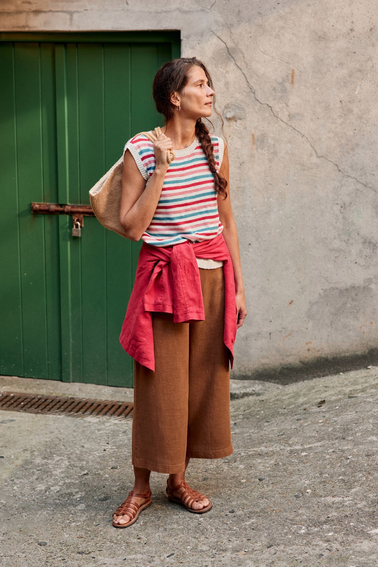 Seasalt Knavock Cotton-Linen Knitted Vest - Mini Cornish Pink Sky Mix