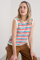 Seasalt Knavock Cotton-Linen Knitted Vest - Mini Cornish Pink Sky Mix