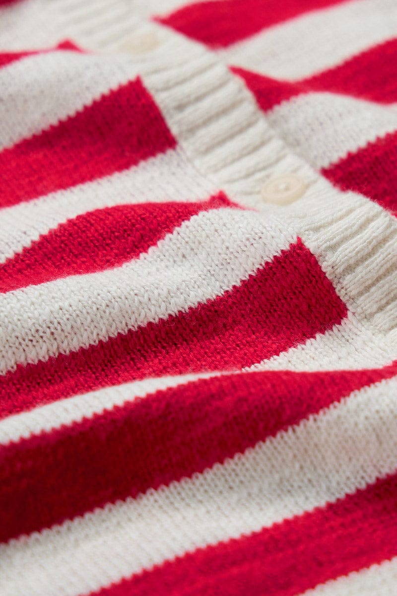 Seasalt Knavock Striped Jumper - Cornish Chalk Scarlet