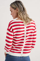 Seasalt Knavock Striped Jumper - Cornish Chalk Scarlet