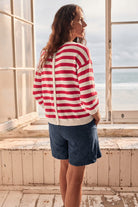 Seasalt Knavock Striped Jumper - Cornish Chalk Scarlet