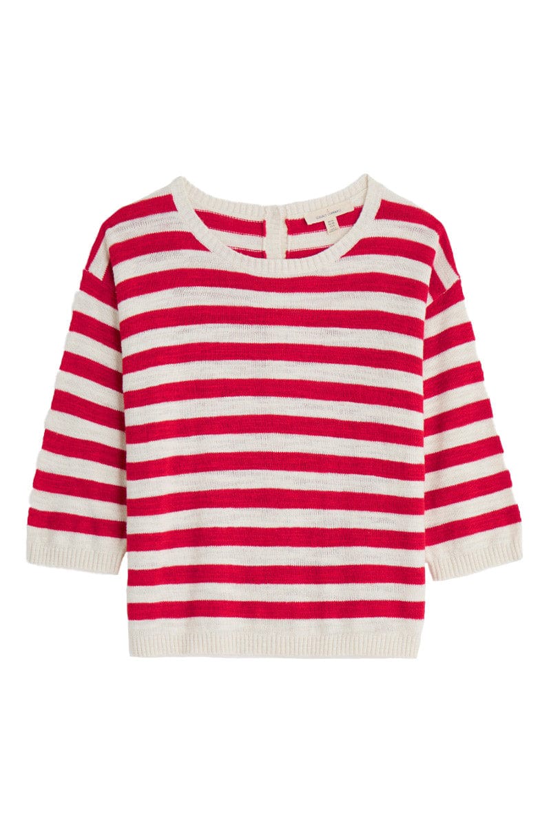 Seasalt Knavock Striped Jumper - Cornish Chalk Scarlet