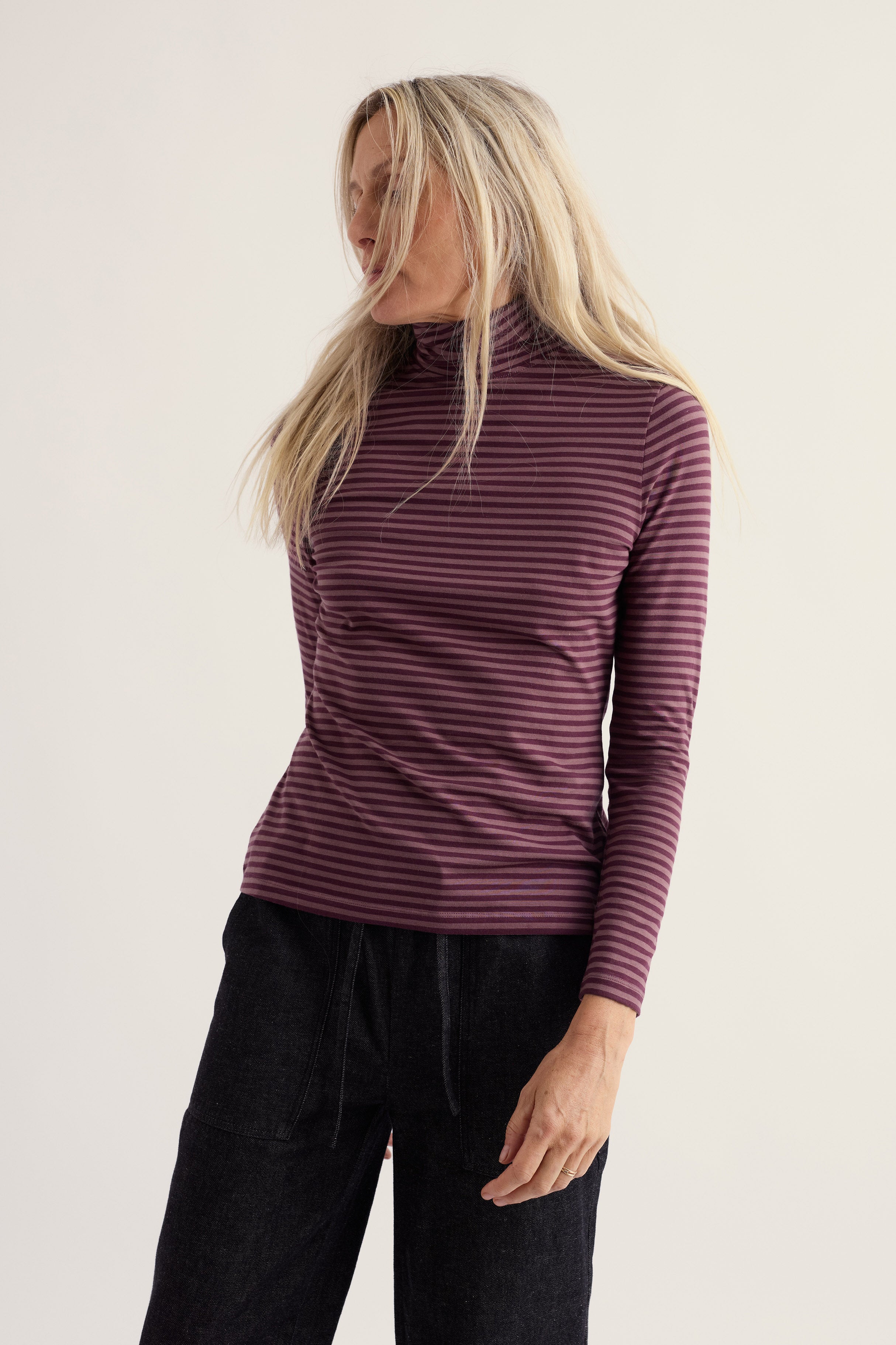Seasalt Landing Roll Neck Top - Pellitras Dark Hellebore