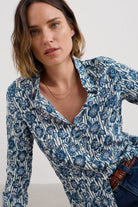 Seasalt Larissa Organic Cotton Shirt - Floral Imprint Chalk