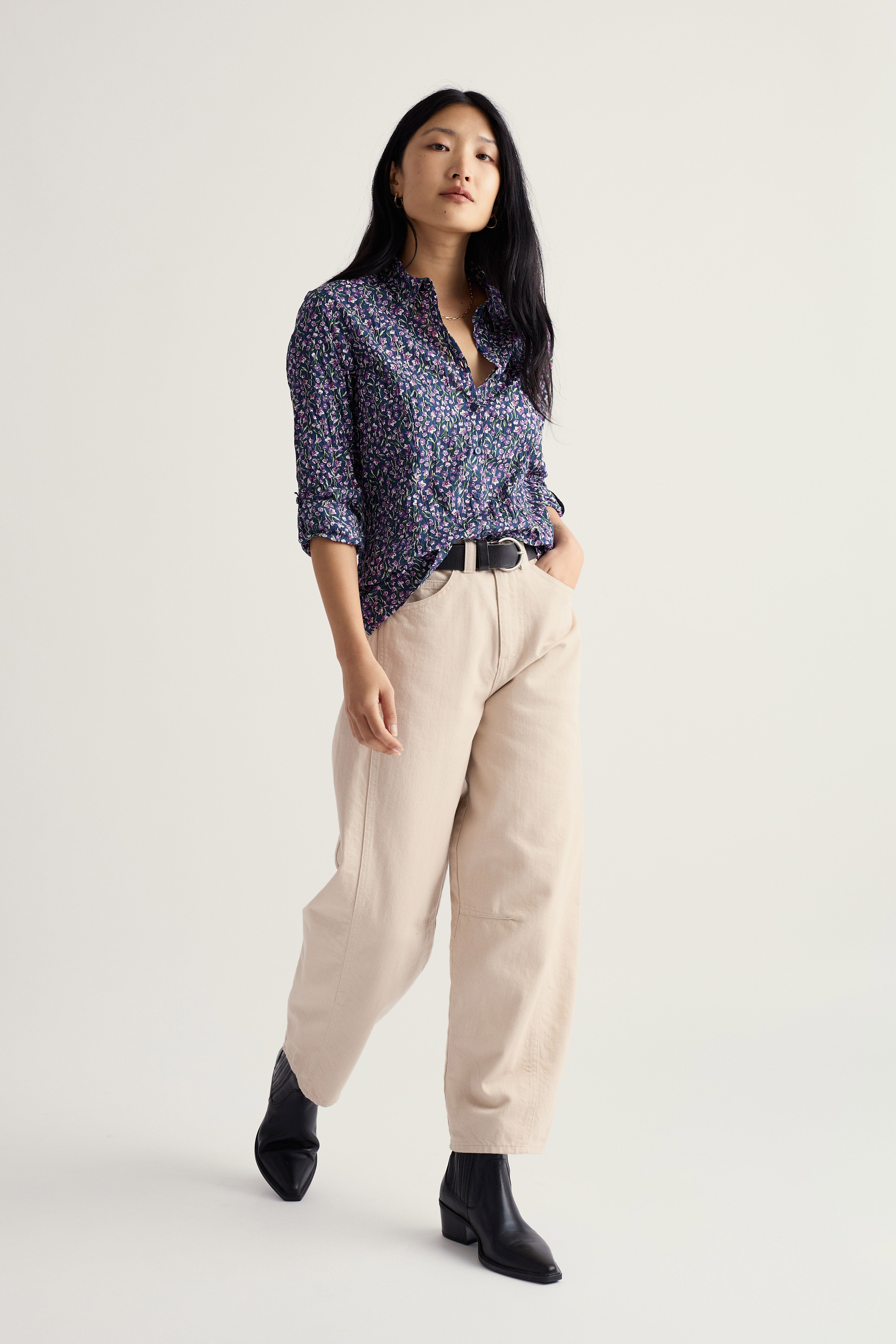 Seasalt Larissa Shirt - Flax Flower Bright Orchid