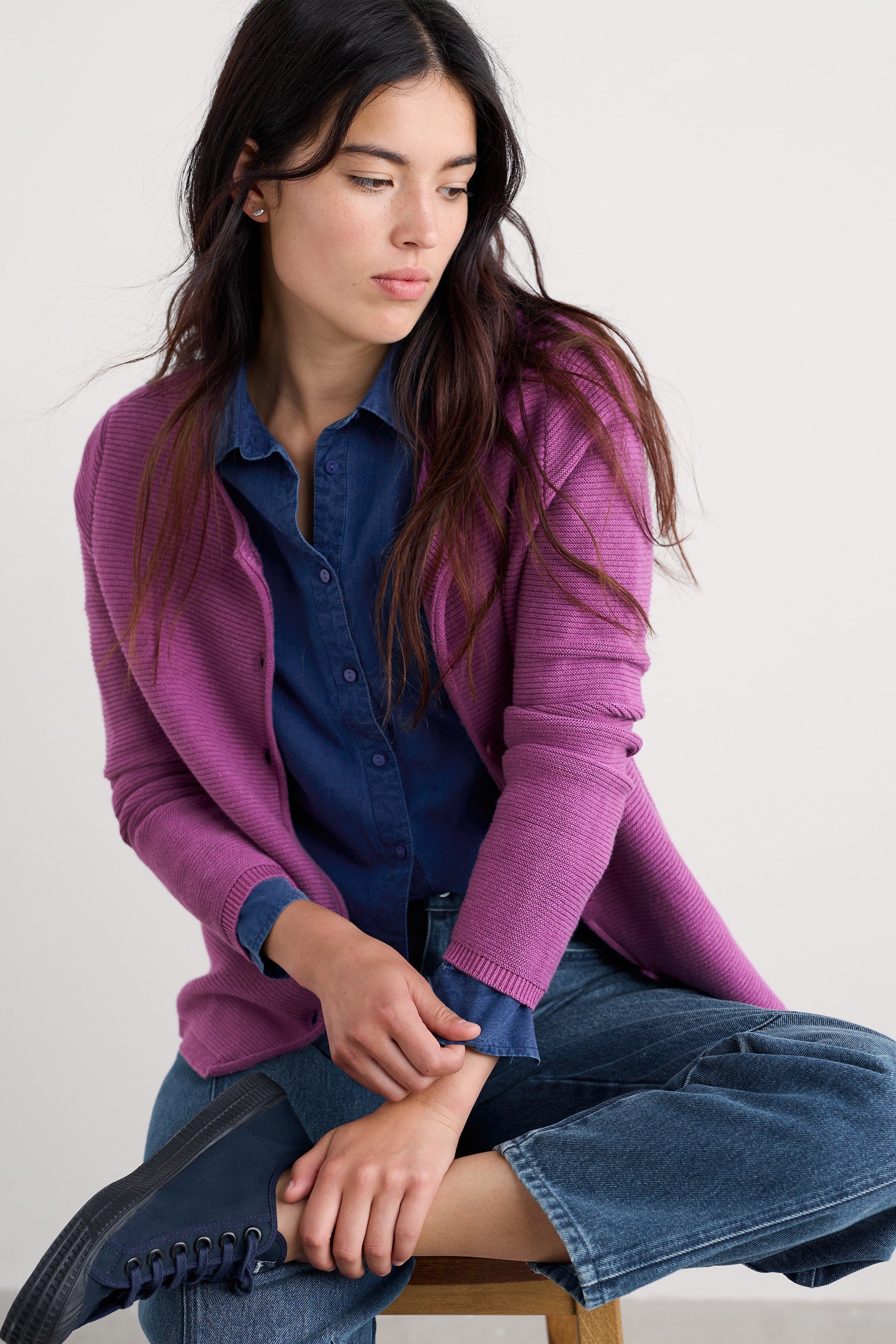 Seasalt Makers Cotton Cardigan - Bright Orchid