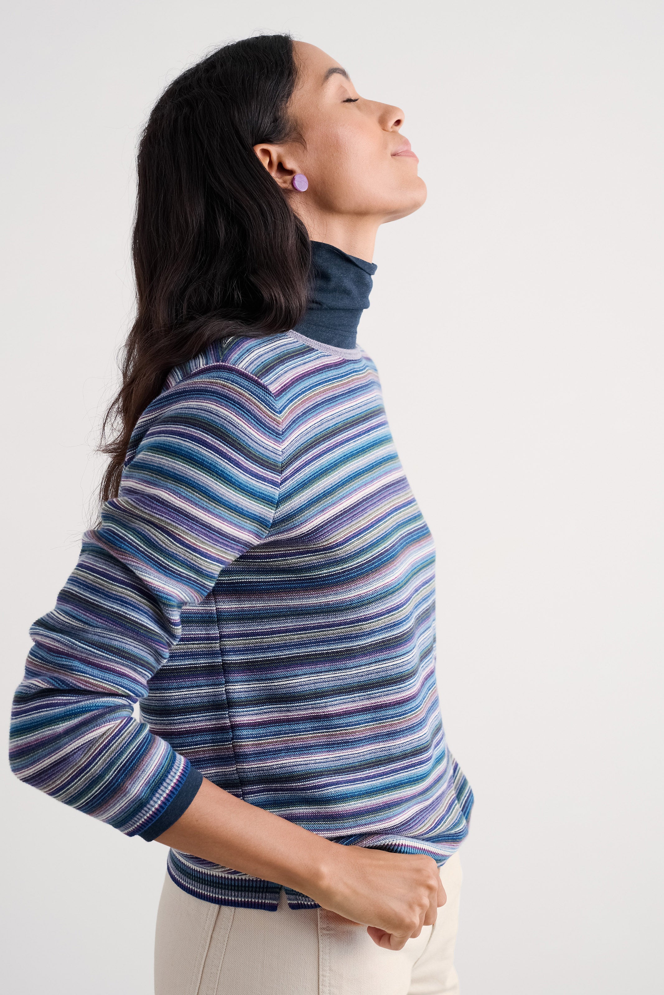 Seasalt Makers Jumper - Ripple Marks Grape Thistle Mix