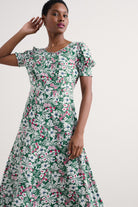 Seasalt Marsh Violet Short Sleeve Dress - Garden Flowers Dark Forage