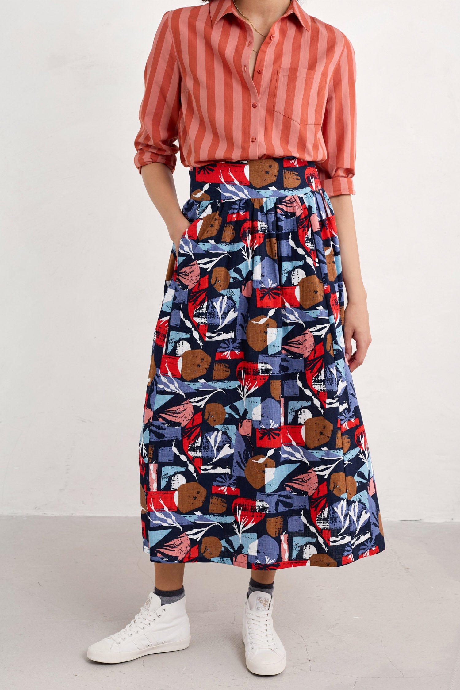 Seasalt Mevagissey Organic Cotton Skirt - Marine Forms Mussel