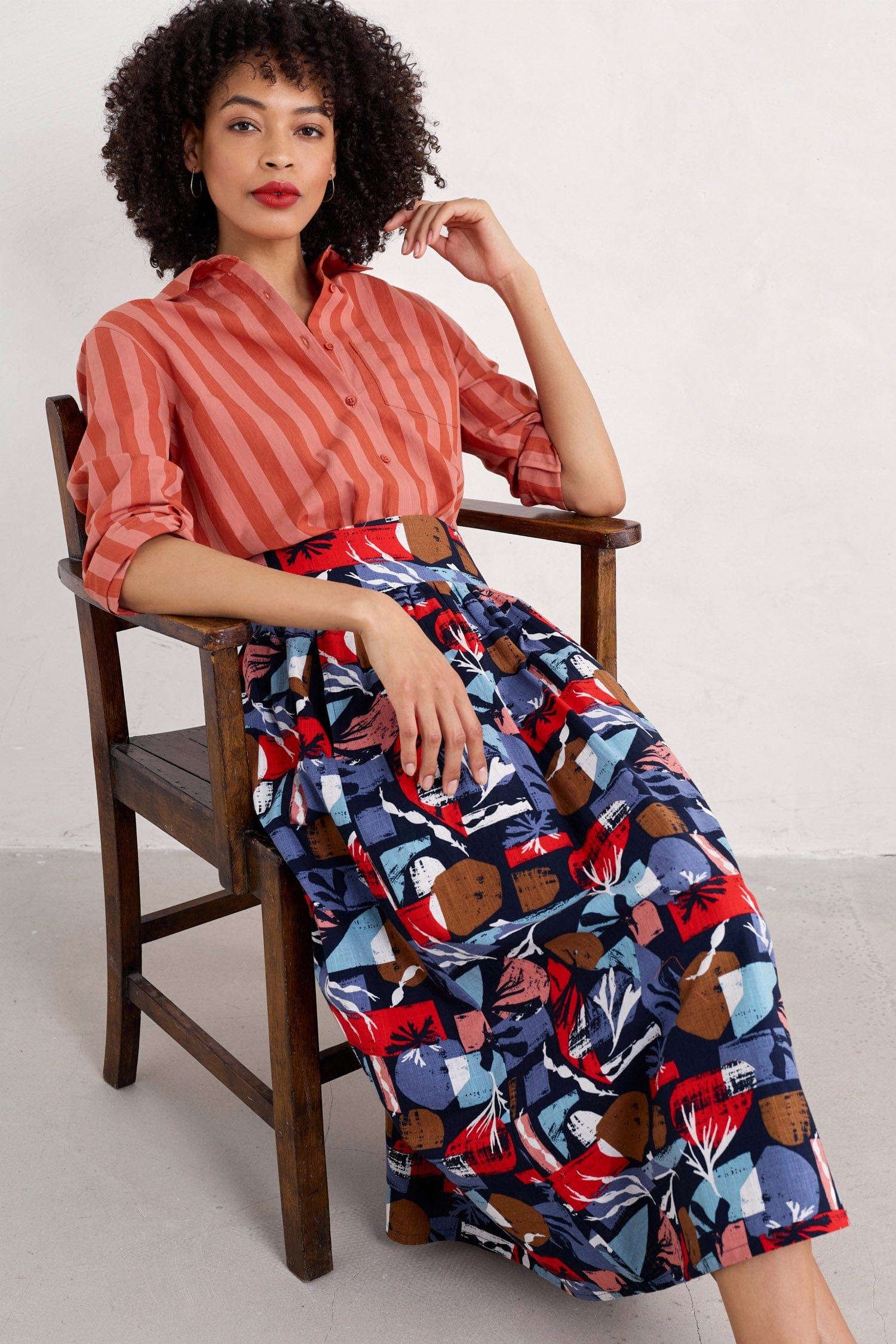 Seasalt Mevagissey Organic Cotton Skirt - Marine Forms Mussel