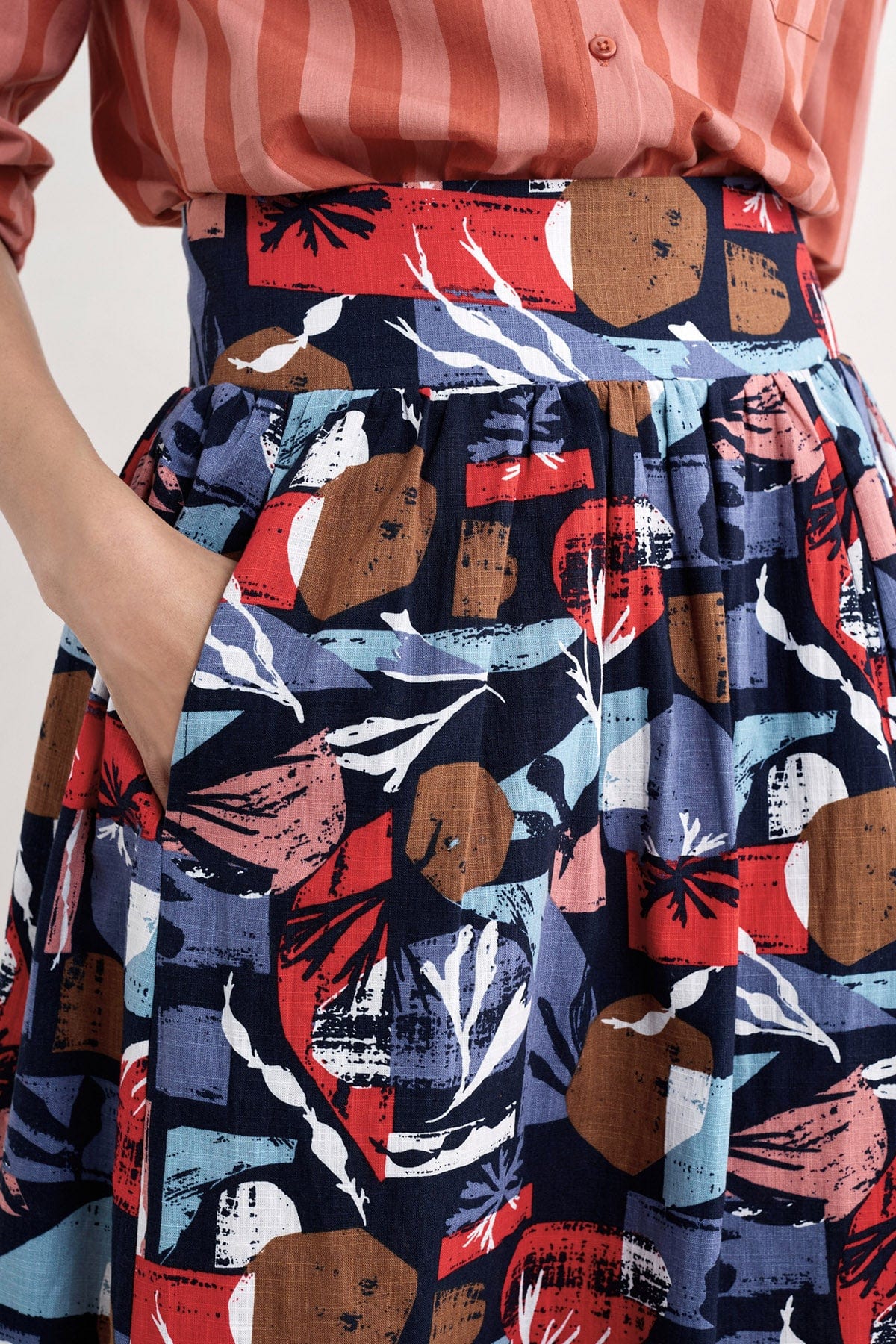 Seasalt Mevagissey Organic Cotton Skirt - Marine Forms Mussel