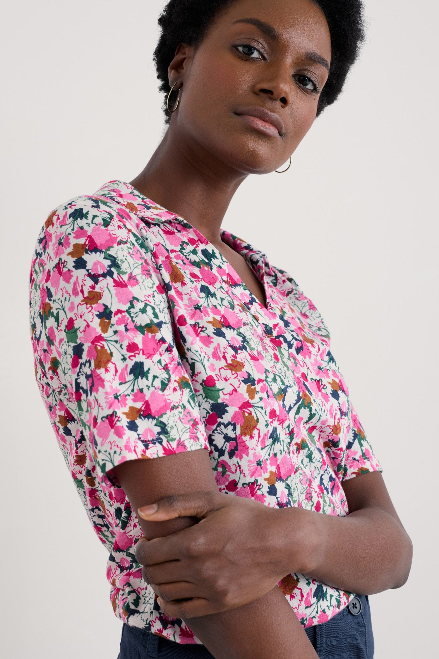 Seasalt Misty Sky Jersey Shirt - Blossom Sketch Chalk