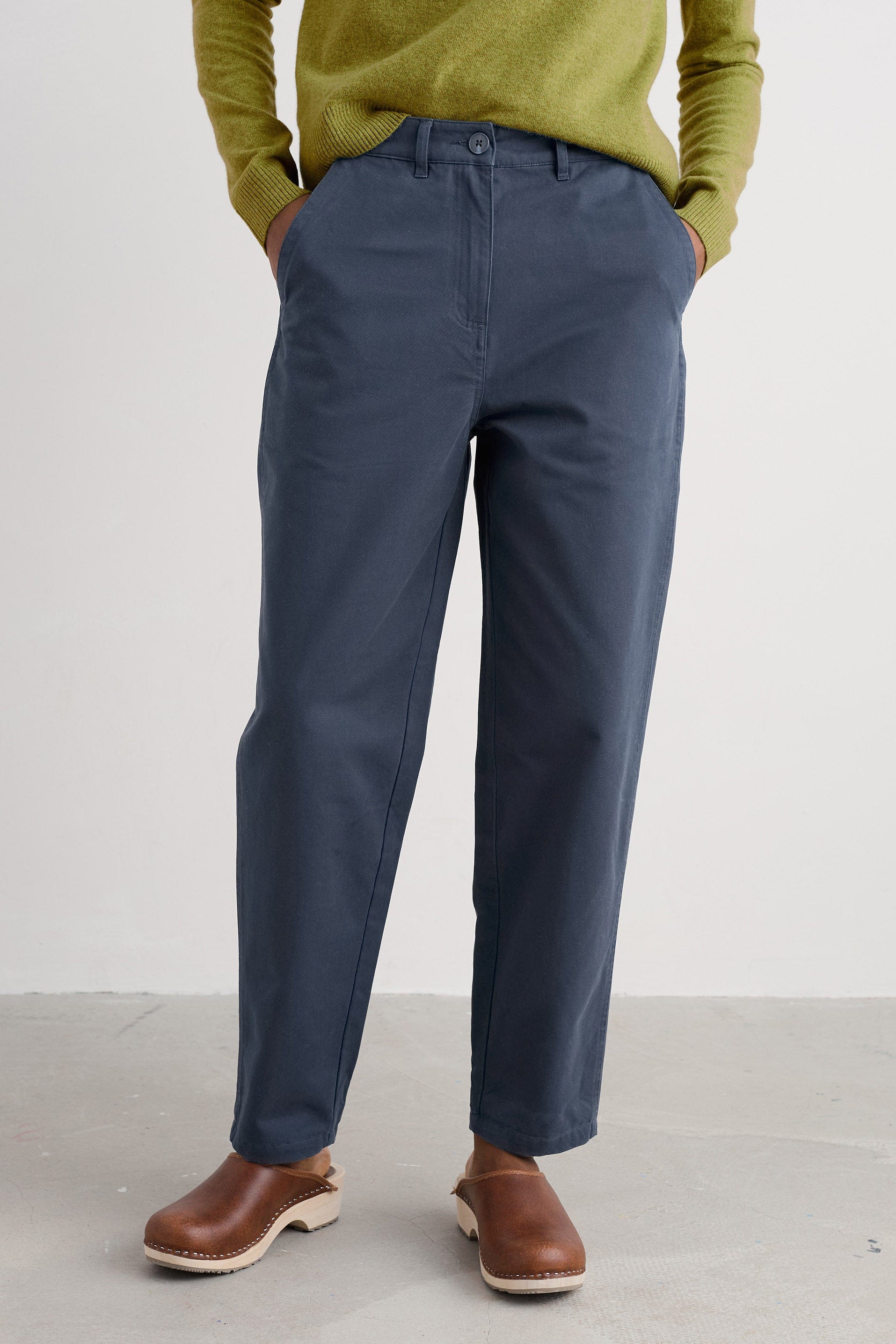 Seasalt Mor Path Organic Cotton Trousers - Maritime