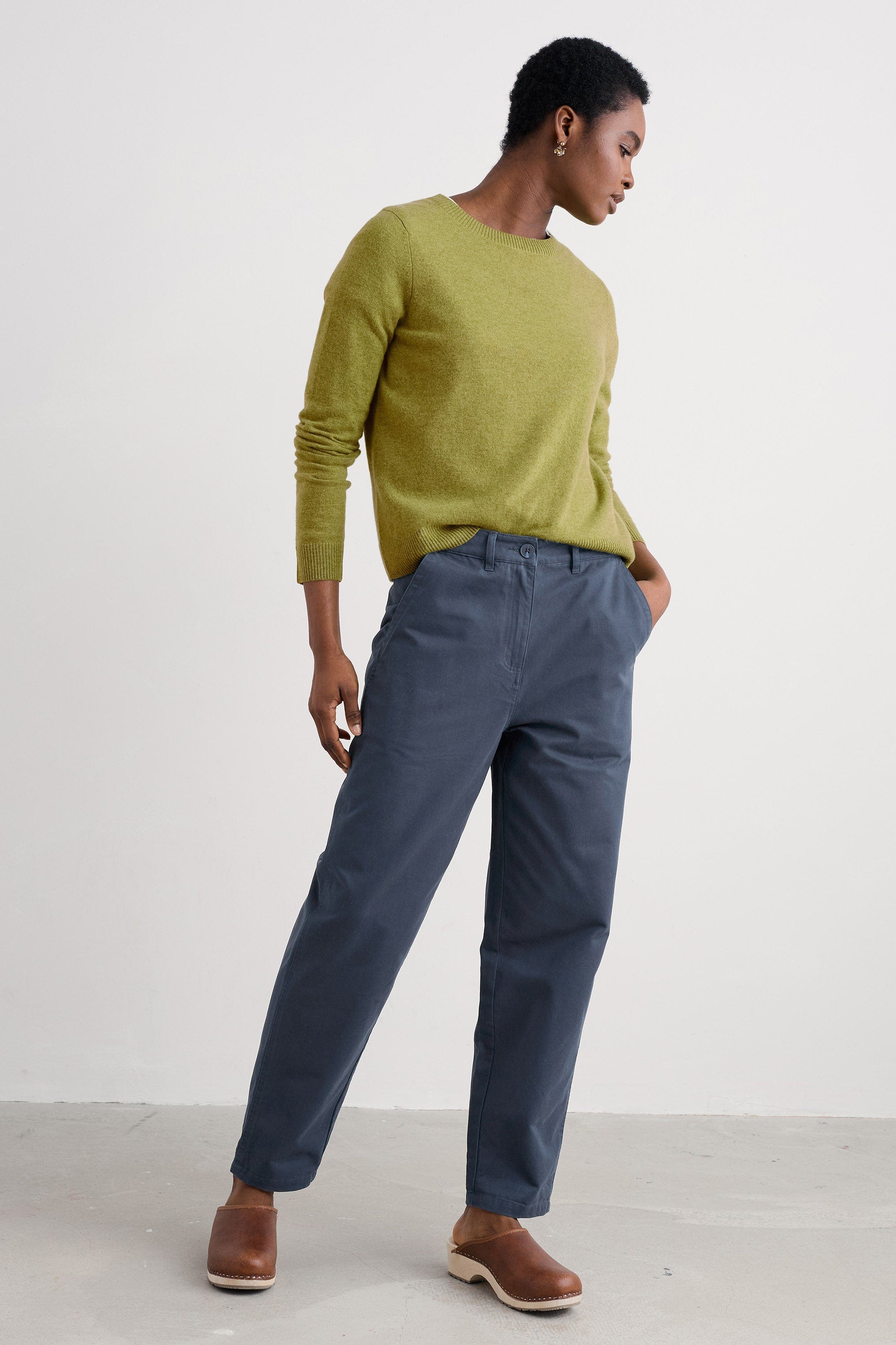 Seasalt Mor Path Organic Cotton Trousers - Maritime