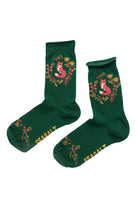 Seasalt Organic Cotton Arty Socks - Fox Wreath Evergreen B-AC34099_36209_OS