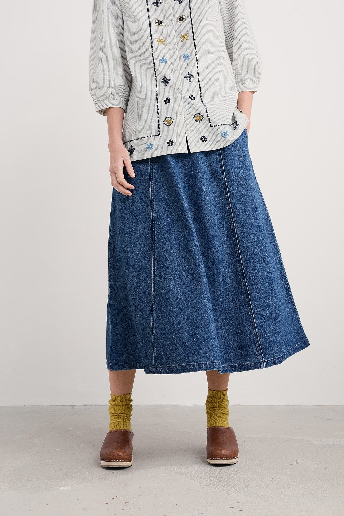 Seasalt Restharrow Denim Skirt - Mid Wash