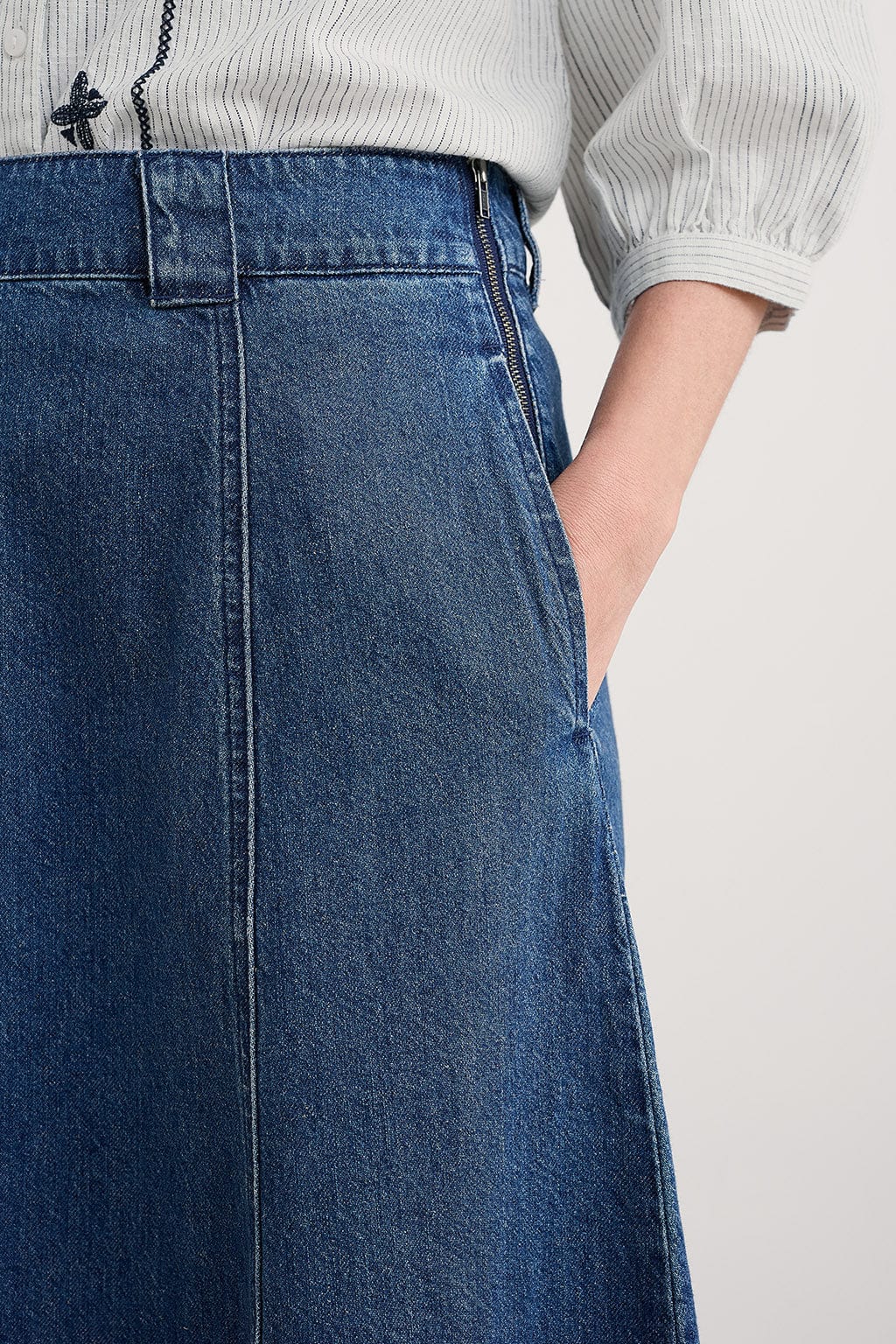 Seasalt Restharrow Denim Skirt - Mid Wash