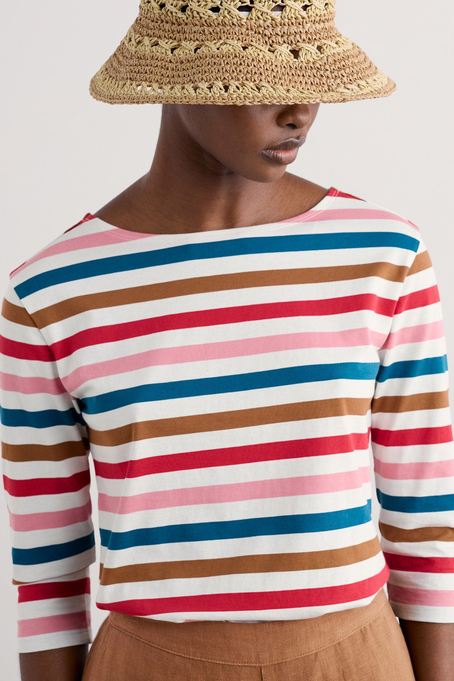 Seasalt Sailor 3/4 Sleeve Top - Quad Scallion Pink Sky